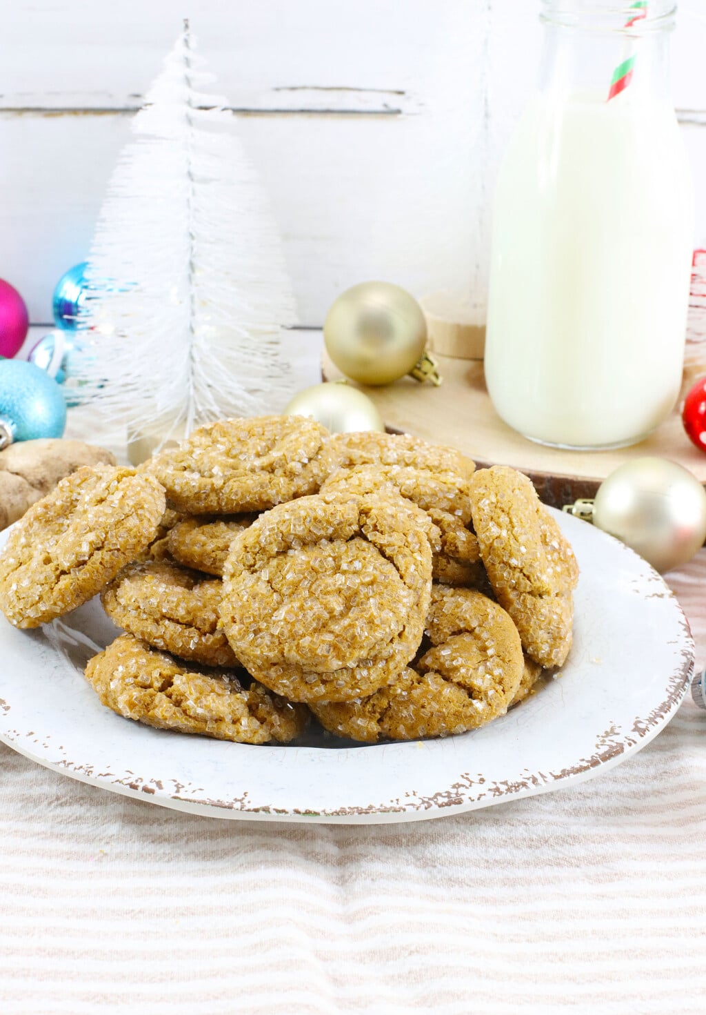 old fashioned gingersnap cookies on white vintage plate
