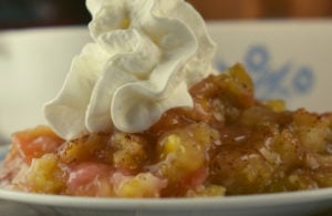 Eaten plain or with ice cream, you can't beat Old Fashioned Rhubarb Cobbler.  With few steps and simple ingredients, this recipe is a keeper.