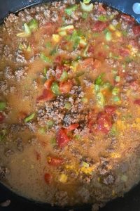 Potato Goulash with Ground Beef is a easy dinner idea.  If you've ever wondered what can I add to boxed scalloped potatoes, look no farther.  This recipe uses boxed scalloped potatoes and ground beef for a kid-friendly meal. 