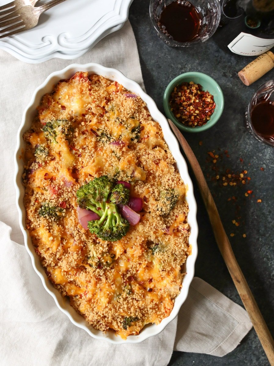 Healthy Pantry Recipes- Roasted Broccoli, Chicken and Cheddar Quinoa Bake