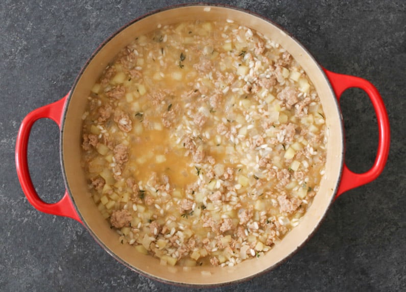 sausage-and-apple-risotto-with-goat-cheese-step-2