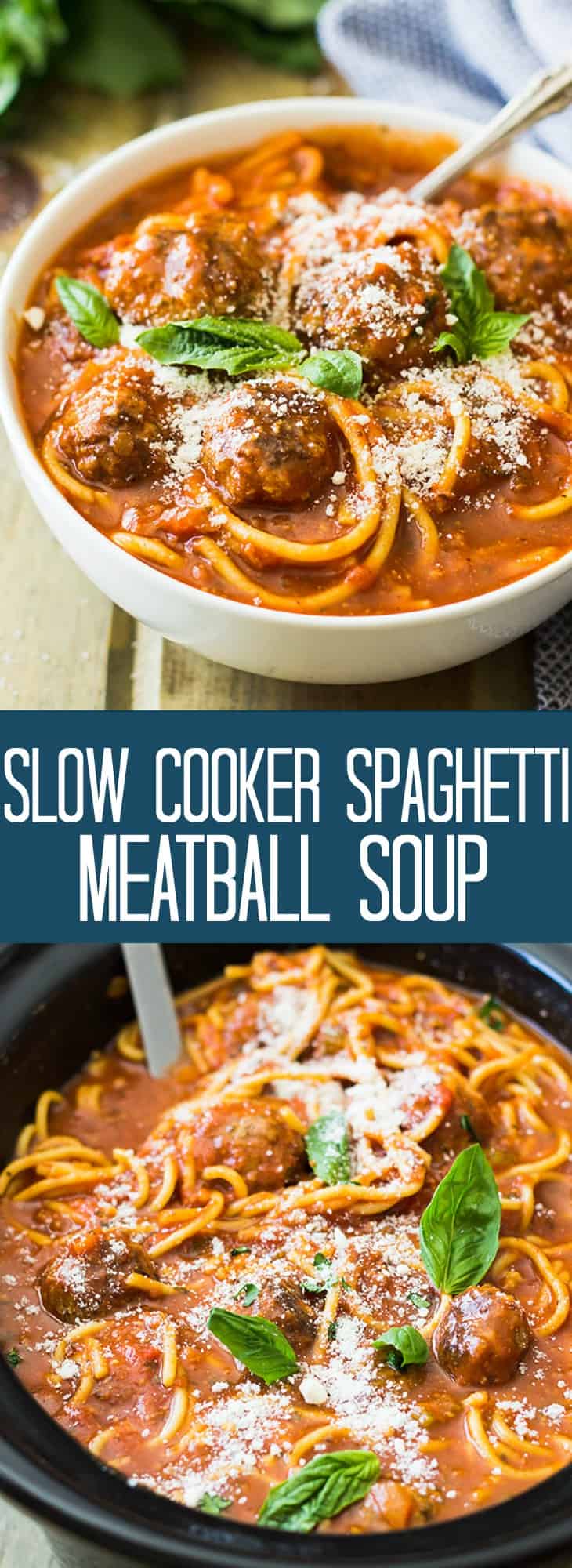 This Slow Cooker Spaghetti Meatball Soup is pure comfort food! A wonderful tomato soup filled with flavorful meatballs and tender spaghetti! | www.countrysidecravings.com