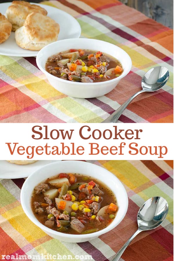 Slow Cooker Vegetable Beef Soup | realmomkitchen.com