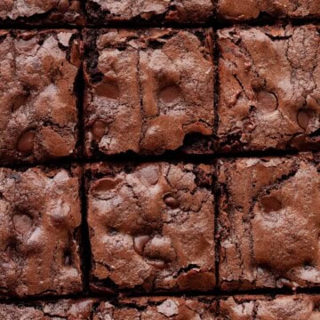 Baked sourdough discard brownies sliced into squares.