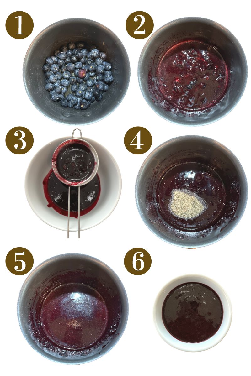 Steps to make blueberry chia jam.