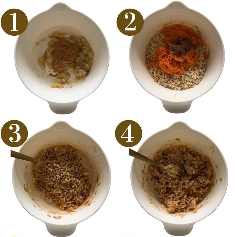 Steps to make carrot oatmeal cookies.