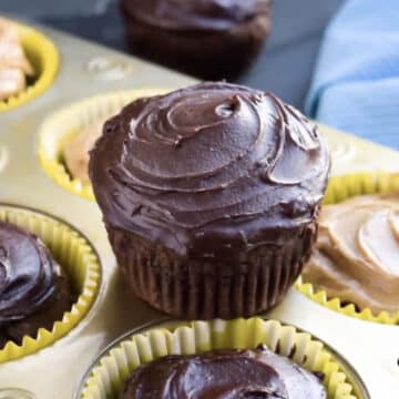 Closeup shot of iced cupcake.