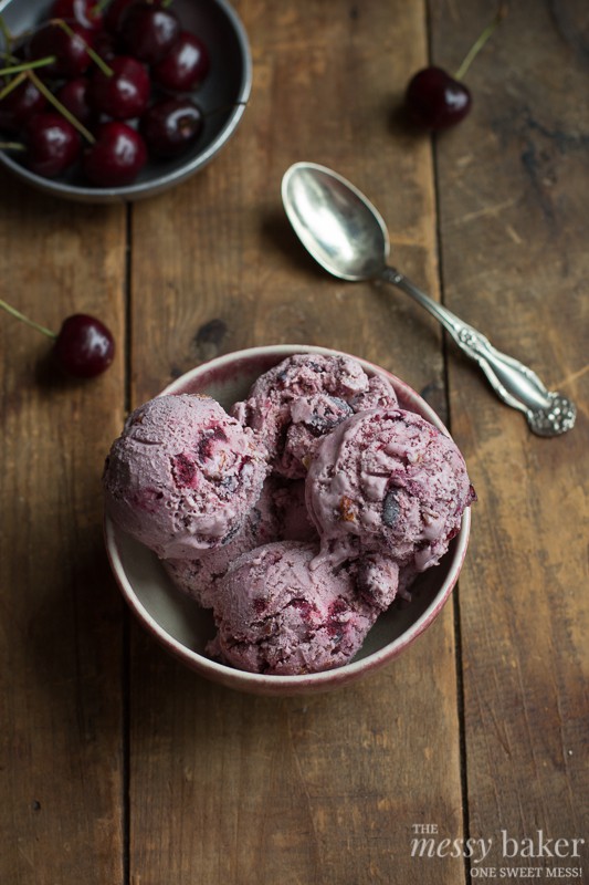 Toasted Almond & Cherry Ice Cream | www.themessybakerblog.com