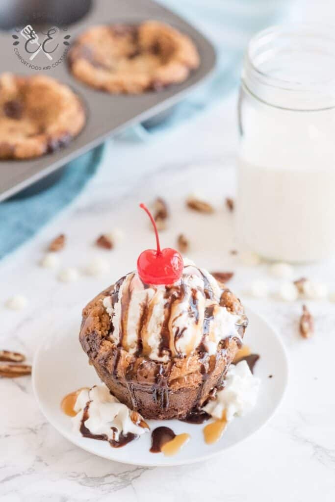 Turtle Sundae in a Brownie Bowl