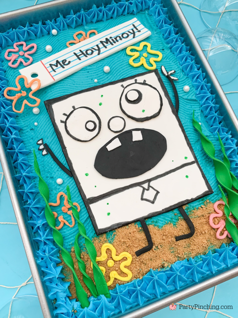 ultimate spongebob party, spongebob theme party, best easy spongebob party ideas, cute creative spongebob party ideas, chocolate bars, kelpo cheesecake cups, best spongebob doodle bob cake, chum bucket chum on a stick, sandy's tree dome moon pies