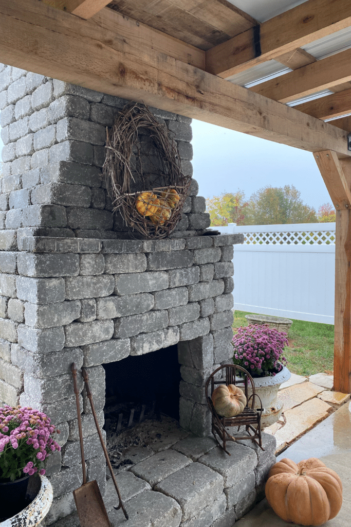 outdoor fireplace decorated