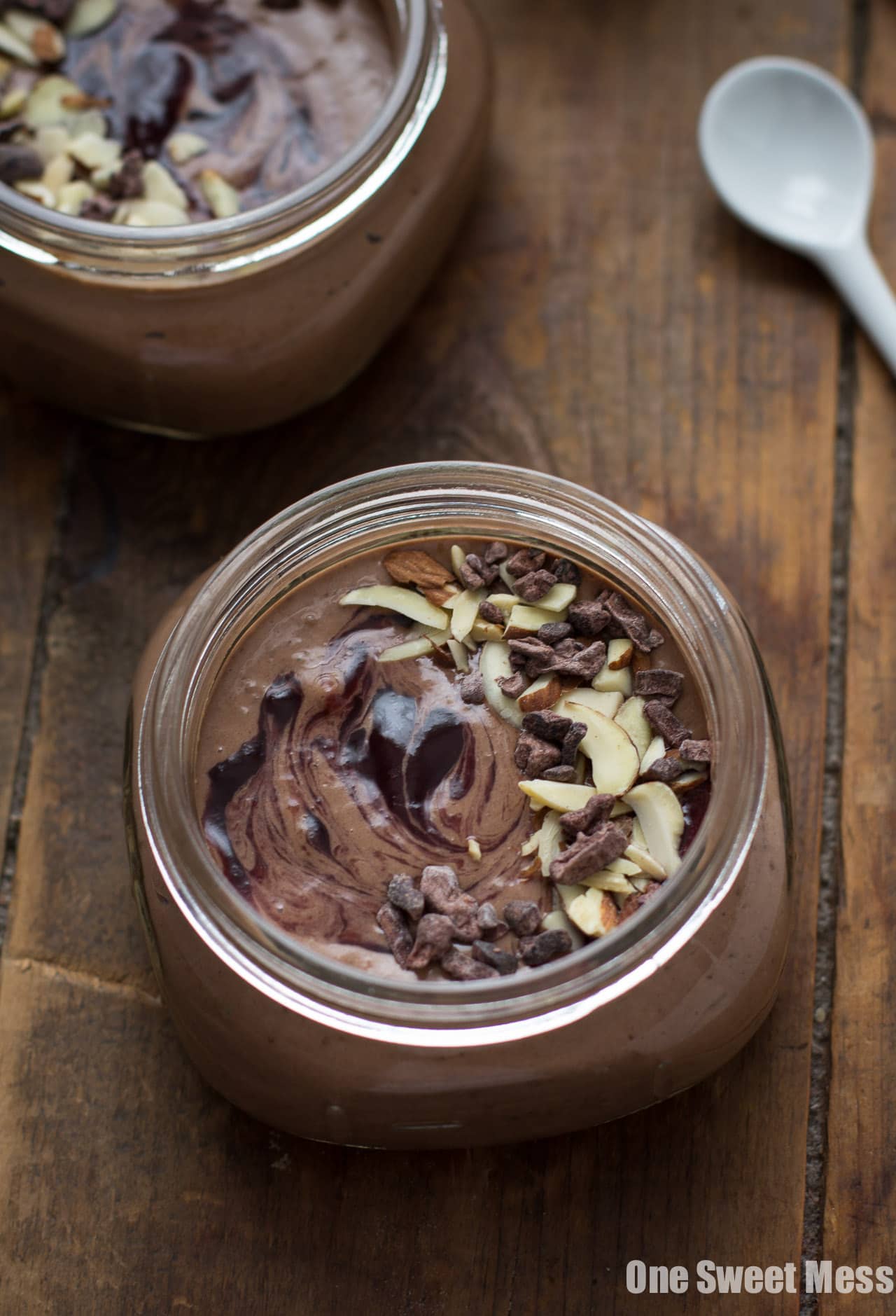 Vegan Chocolate Pudding with Raspberry Swirl (Healthy + Gluten-Free)