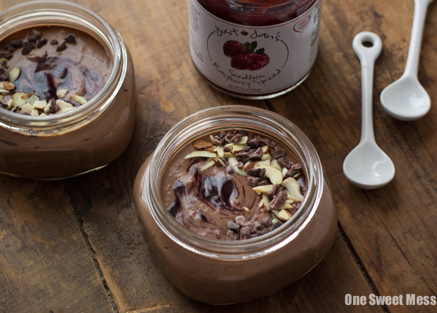 Vegan Chocolate Pudding with Raspberry Swirl (Healthy + Gluten-Free)