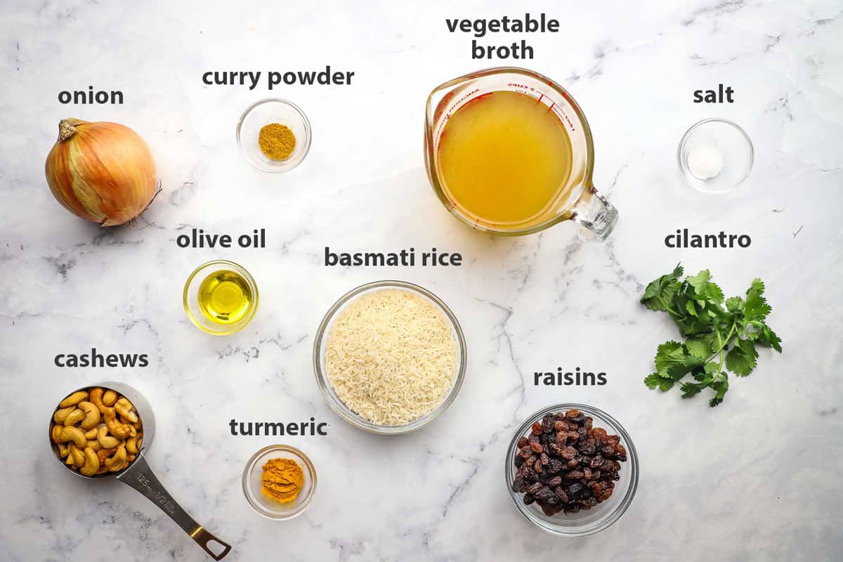 ingredients used to make yellow basmati rice