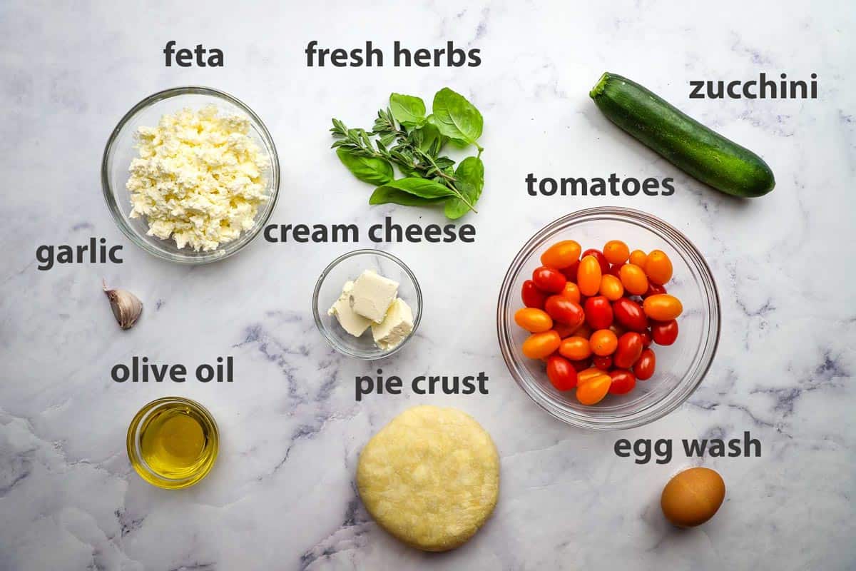 ingredients for zucchini tomato tart