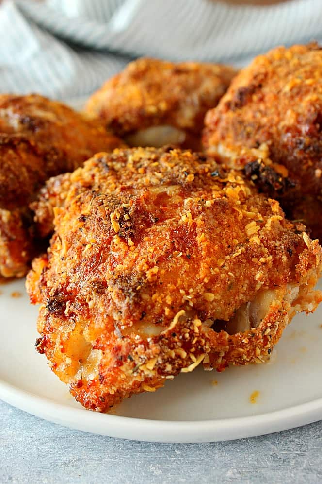 Air Fryer Fried Chicken recipe Air fryer fried chicken on a plate.