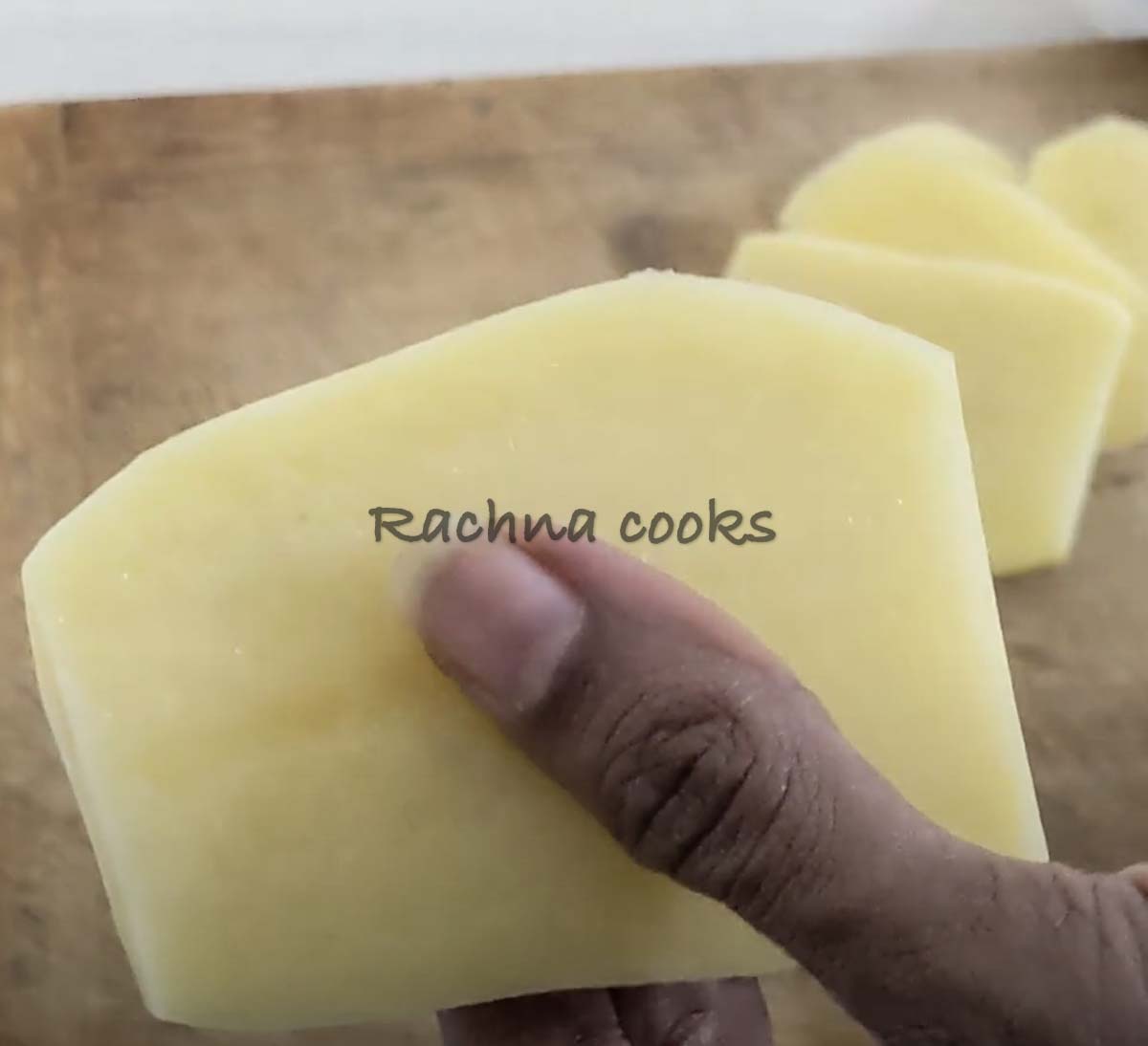 Potato cut into horizontal slices