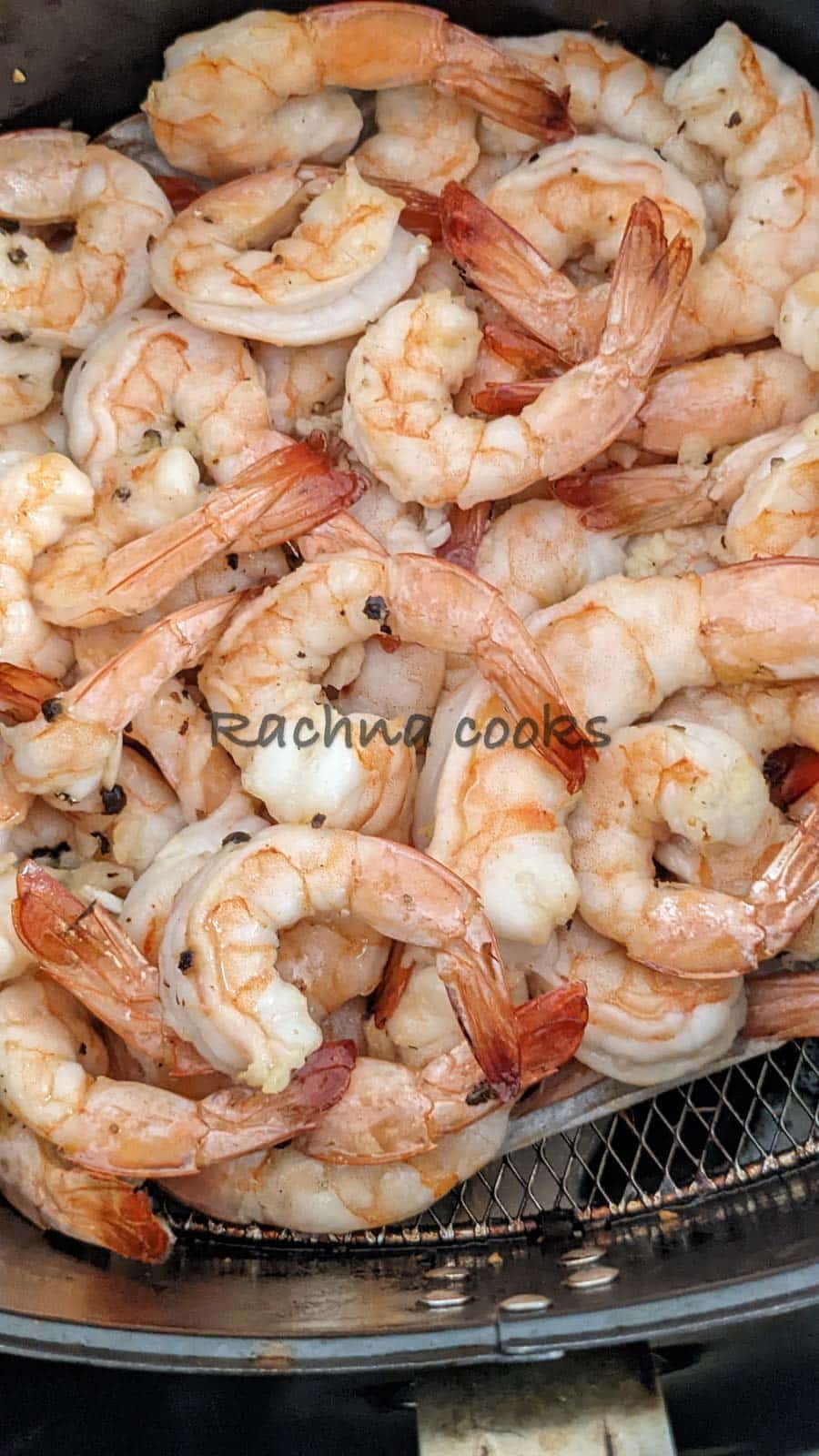Close up of air fried shrimp