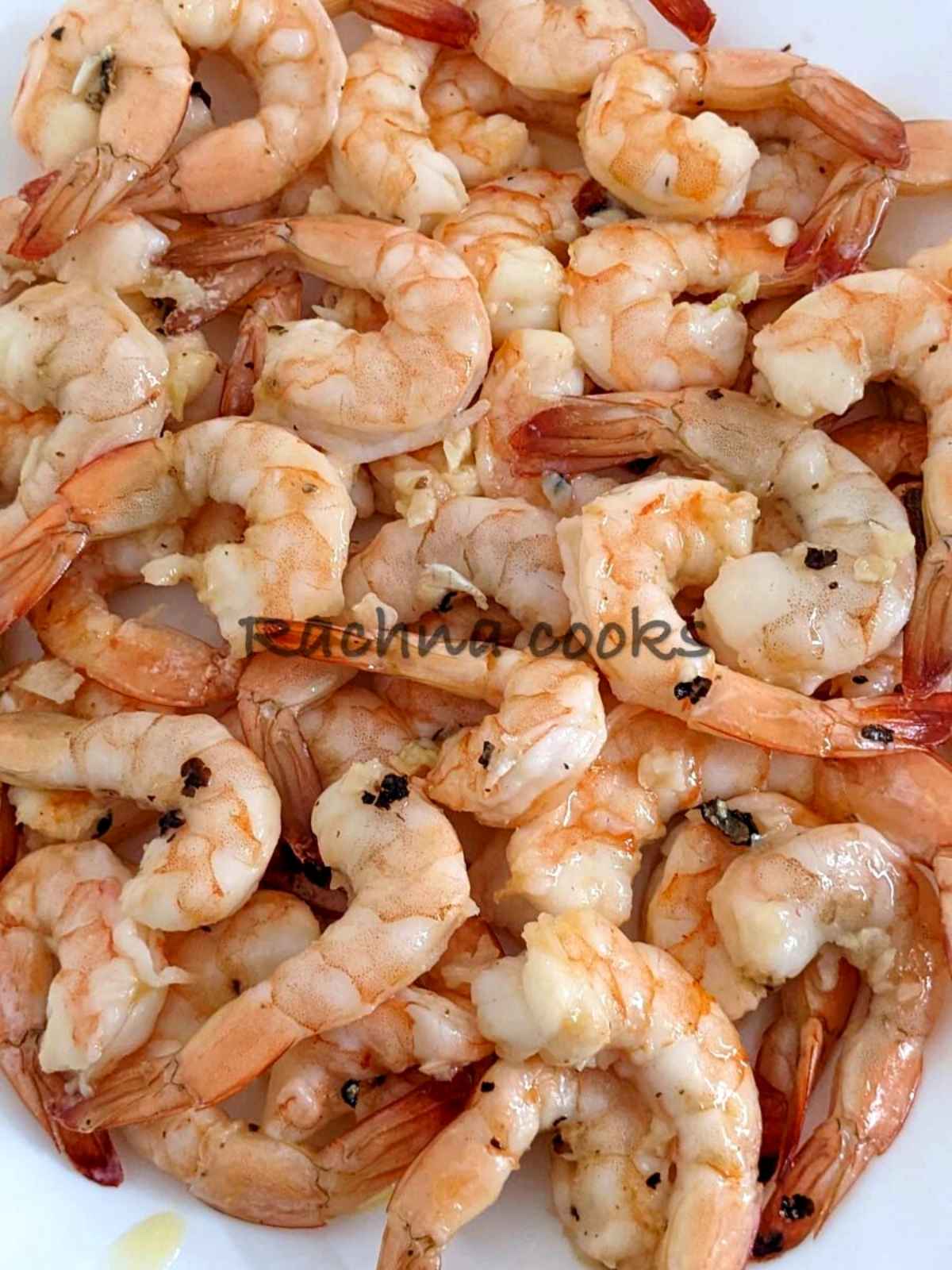 Close up of air fried shrimp