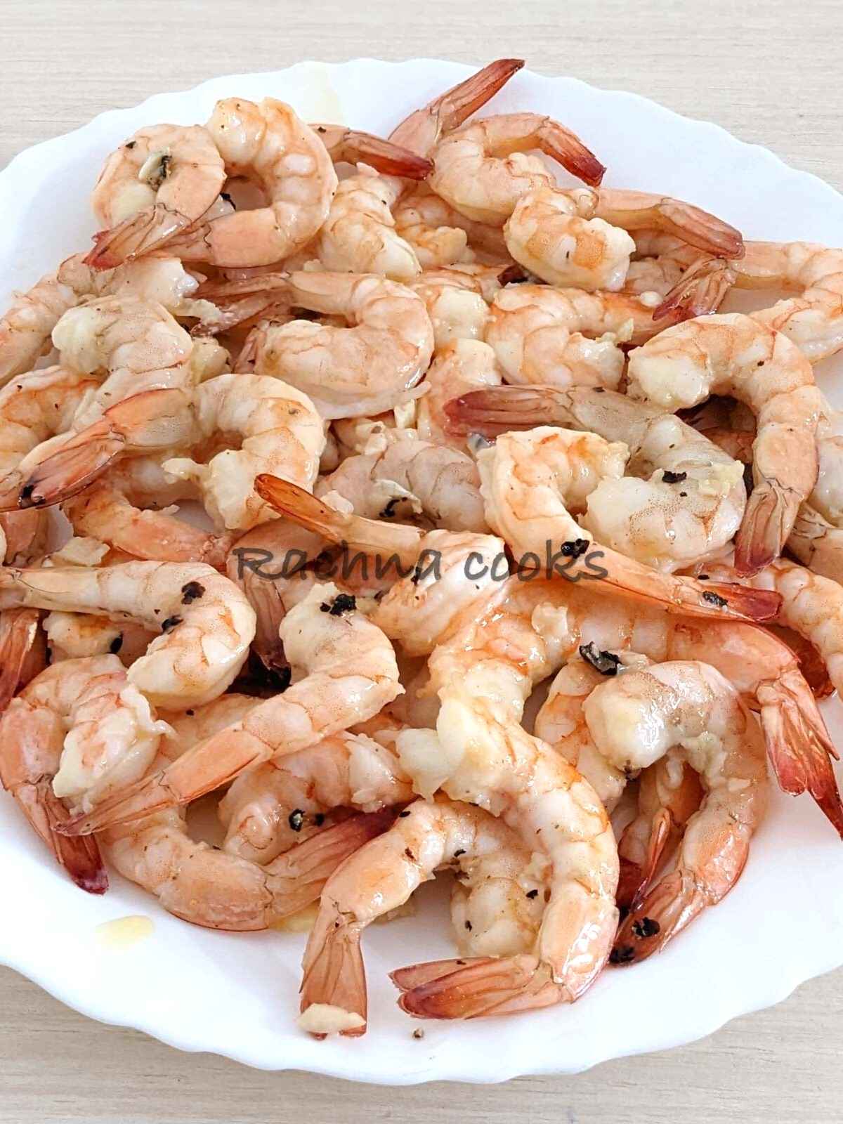 A plateful of air fried shrimp