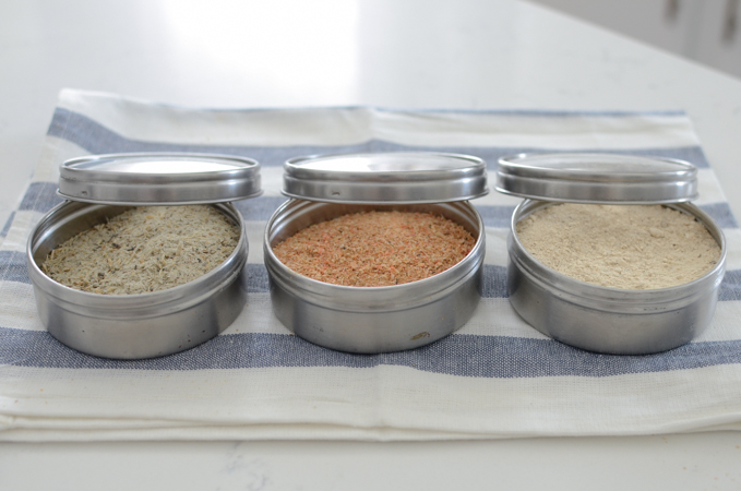 Anchovies, shrimp, and mushroom powders.