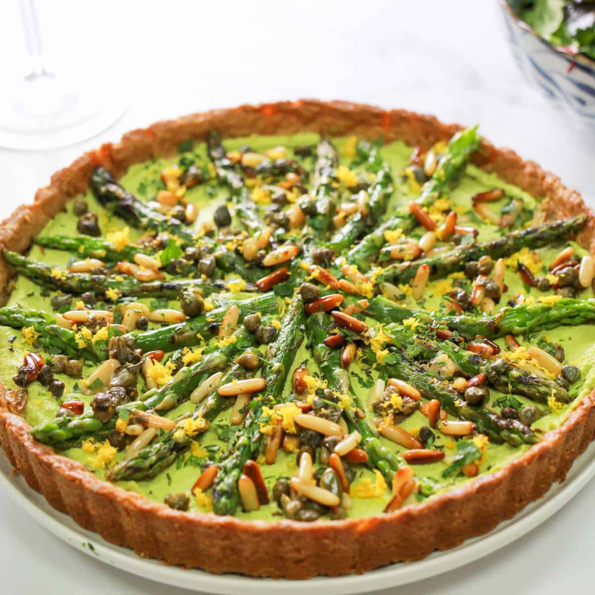 Asparagus and Pesto Macadamia Tart
