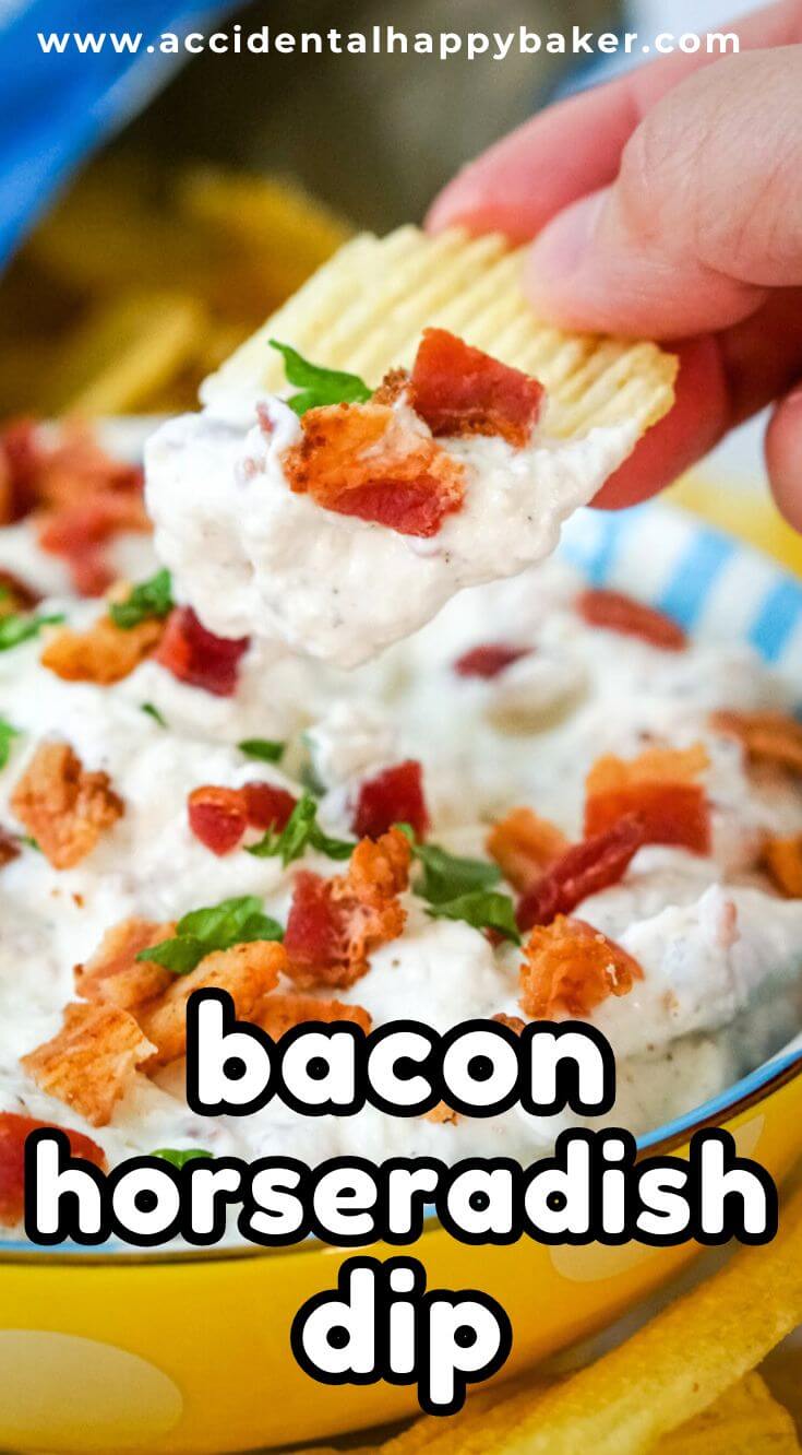 Calling all horseradish lovers! This bacon horseradish dip is for you! This creamy dip is loaded with nonstop flavor. Smoky bacon, zippy horseradish and sour cream are the shining stars in this easy to make appetizer. 