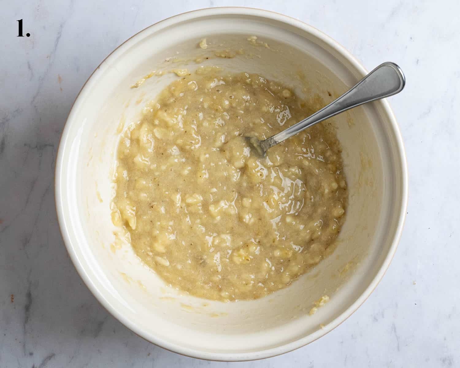 Step 1, the mashed banana.