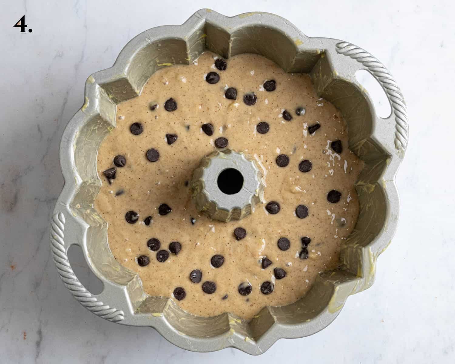 Step 4, the batter in the tin.