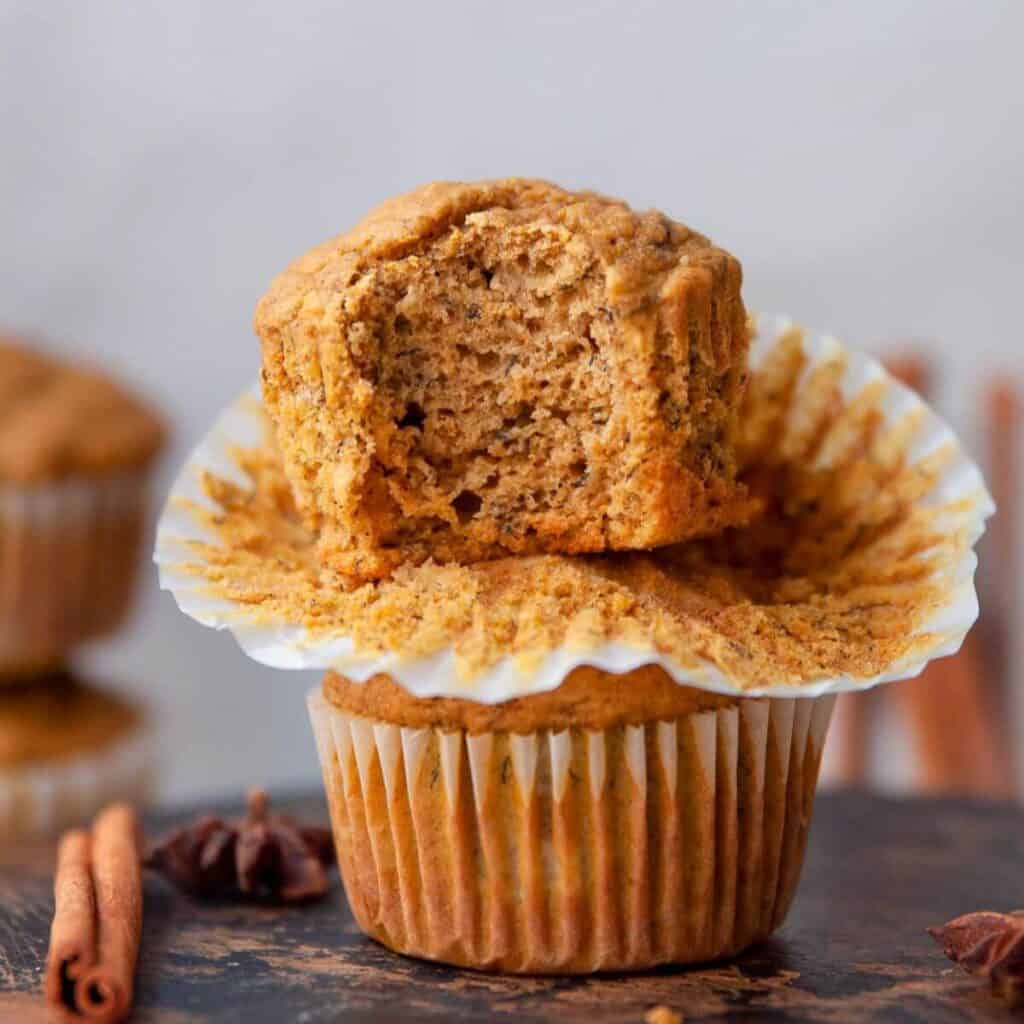 Soft, fluffy, and moist healthy banana pumpkin muffins.