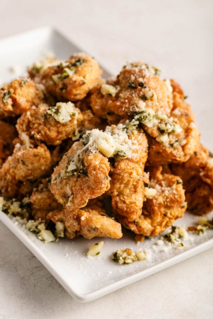 plate of garlic parmesan boneless wings