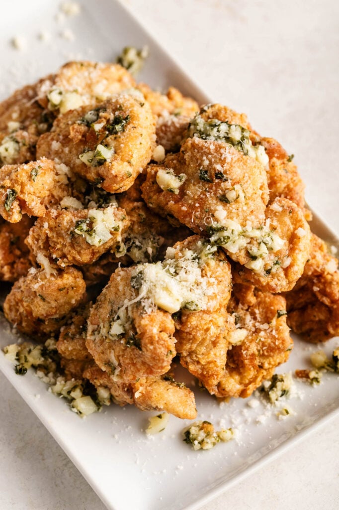plate of garlic parmesan boneless wings