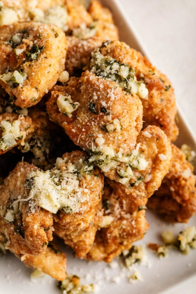plate of garlic parmesan boneless wings