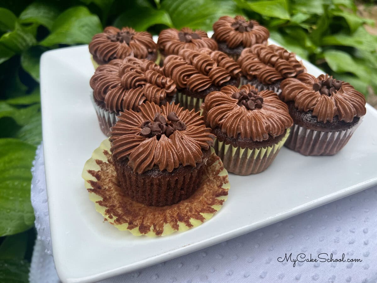 Platter of Brownie Cupcakes.