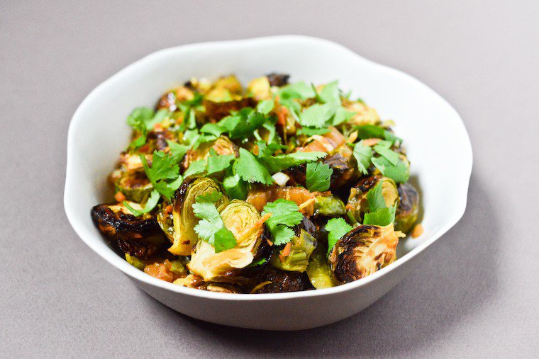Roasted Brussels Sprouts and Ginger with Kimchi Recipe