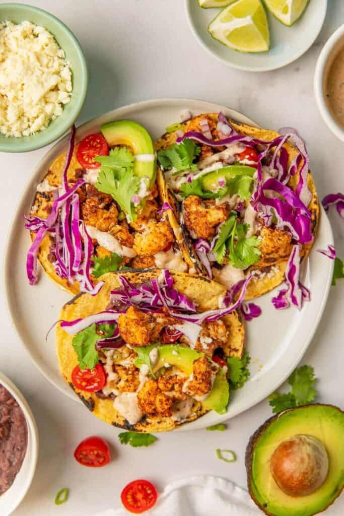 crispy roasted cauliflower tacos