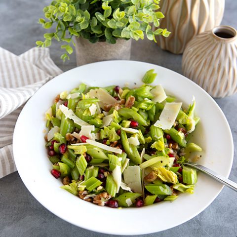 Celery, Walnut, Pomegranate, & Parmesan Cheese Salad