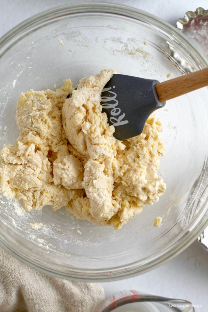 completed vanilla biscuit dough in a bowl prior to kneading
