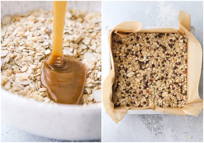 making chewy chocolate chip granola bars