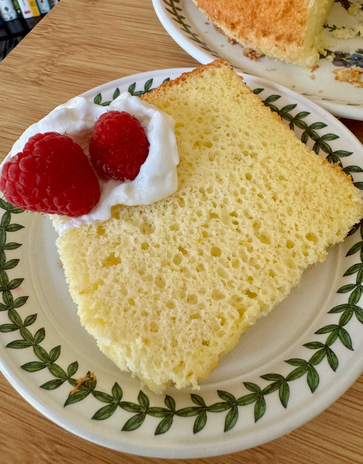 Slice of Classic Orange Chiffon Cake showing texture.