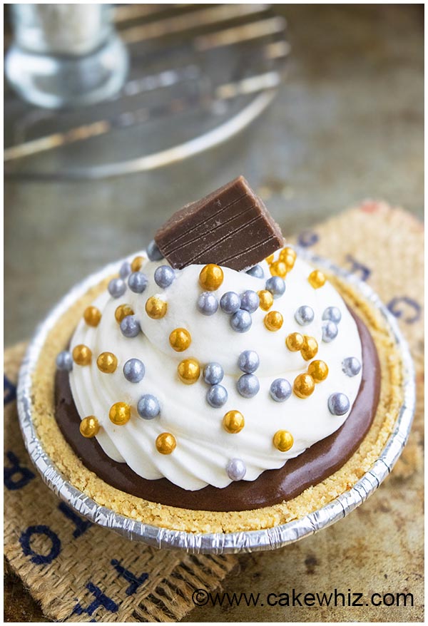 Easy Homemade No Bake Chocolate Tart With Whipped Cream on Rustic Background