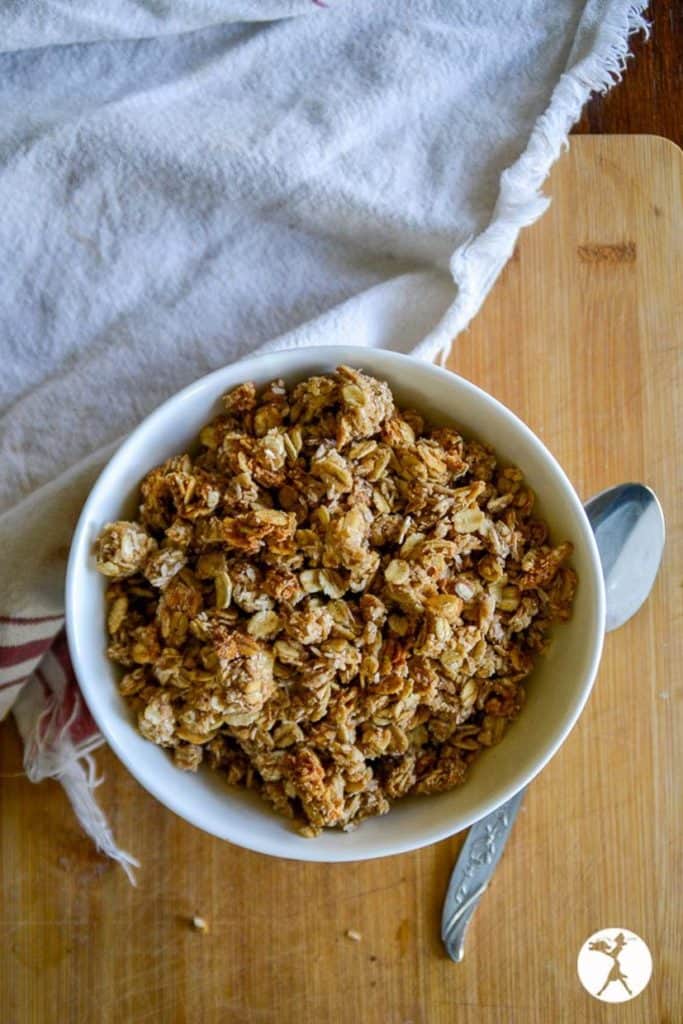white bowl of homemade granola