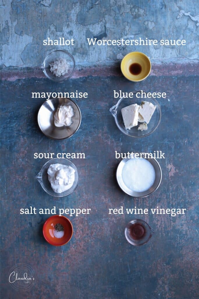ingredients for classic chunky blue cheese dressing 
