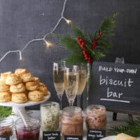 Cream cheese biscuits and a fun holiday brunch bar!
