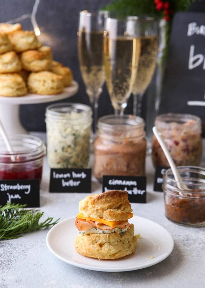 Cream cheese biscuits and a fun holiday brunch bar!