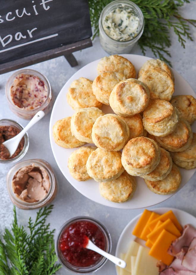 Cream cheese biscuits and a fun holiday brunch bar!