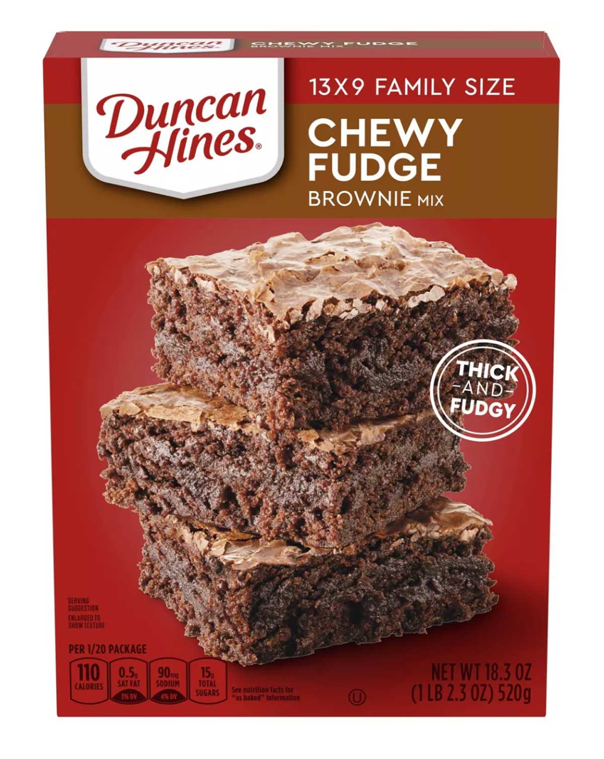 Box of Duncan Hines Chewy Fudge Brownie Mix to make Truffle Topped Brownies
