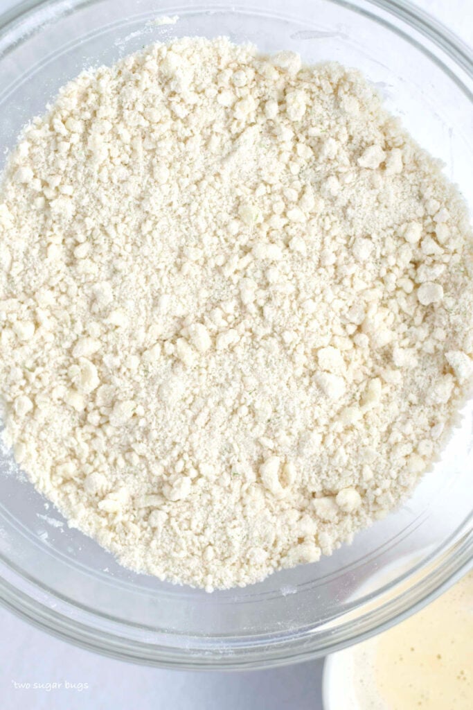 sandy texture of crust mixture before wet ingredients are added