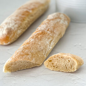 Baguette bread with slice