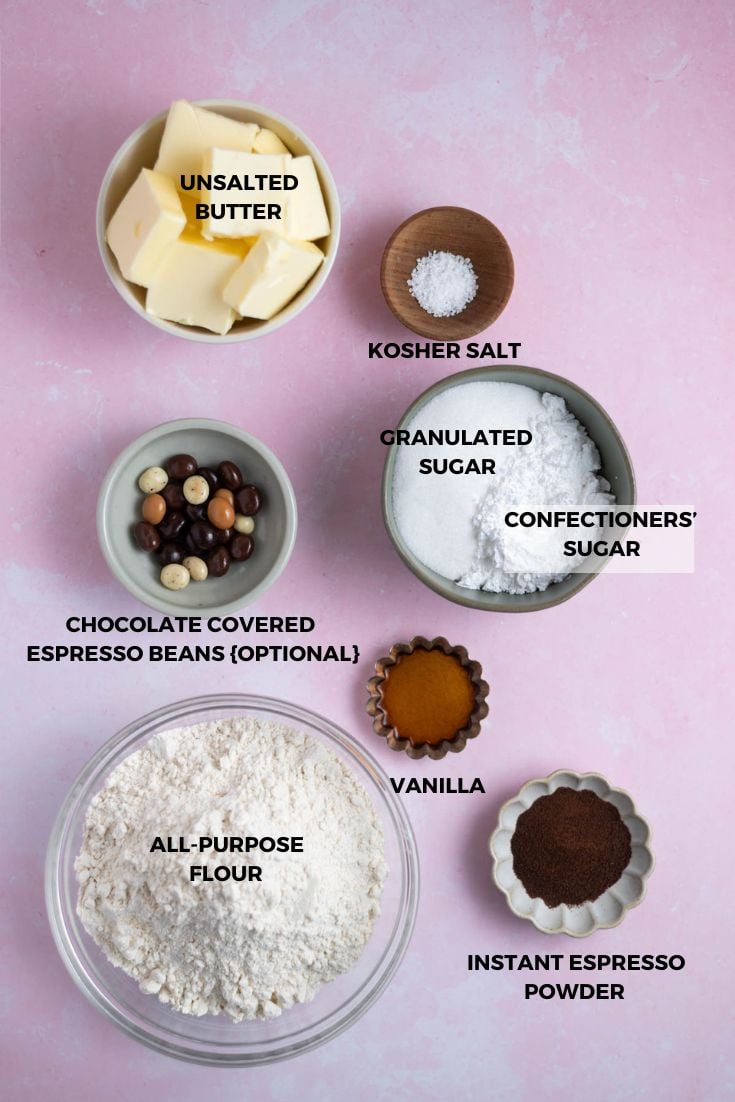 ingredients for espresso shortbread